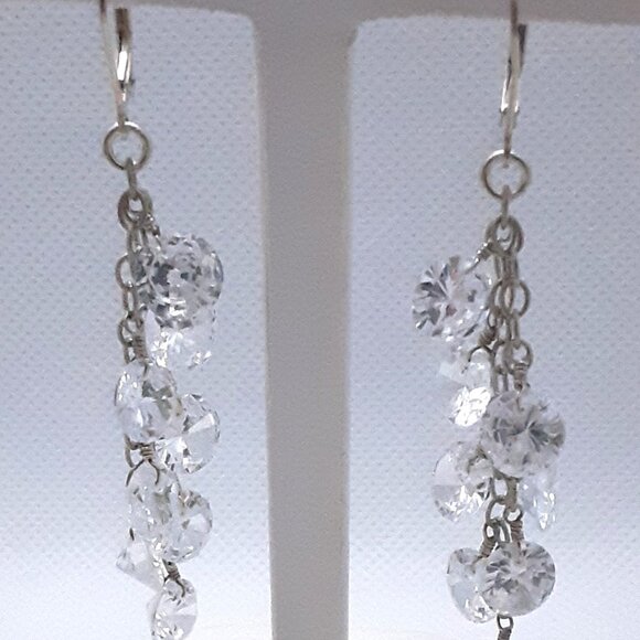 Designer Nina Nguyen sterling clear dangle earrings from her Sai-Gon Collection - Picture 12 of 14